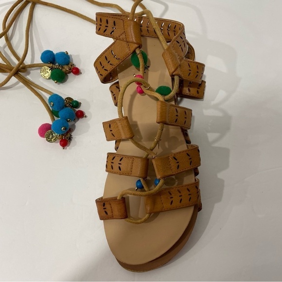 Mark. Size 8 Boho Faux Leather Gladiator Sandals with Colorful Beaded Tassels - Picture 7 of 11